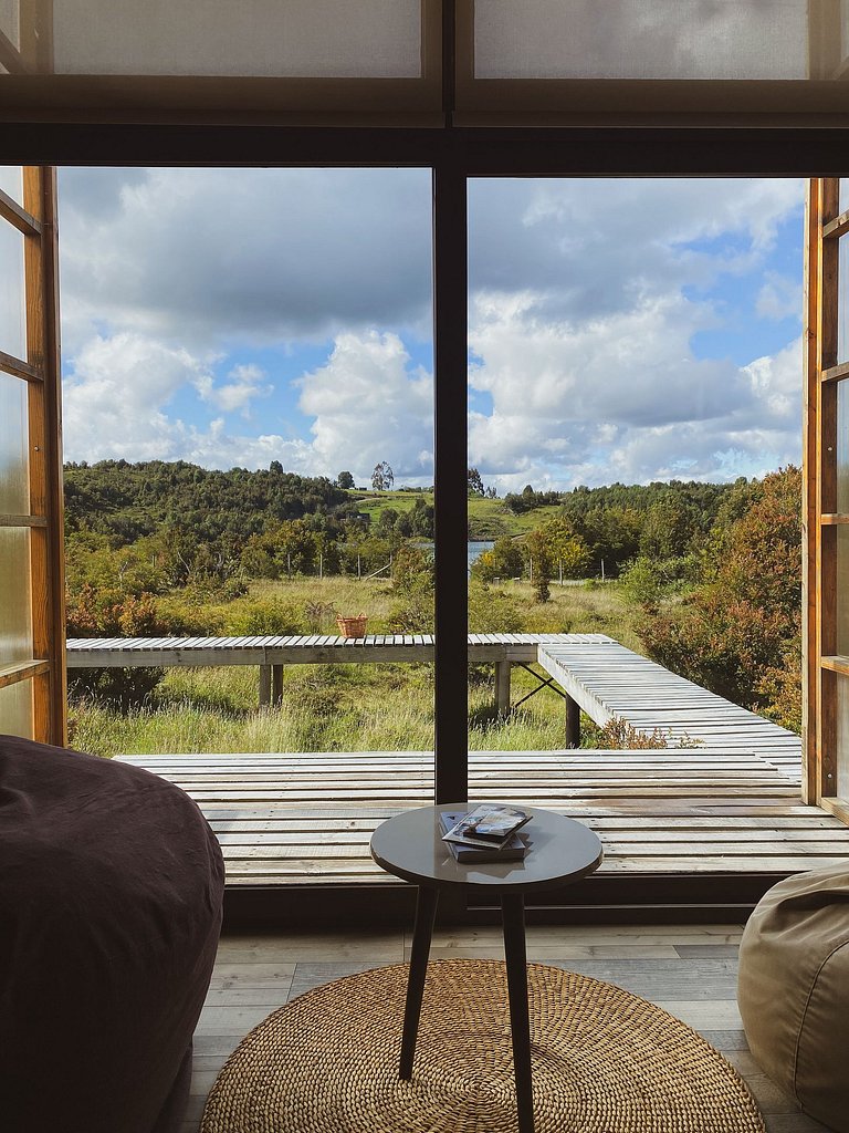 Pichi II Calbuco - Cabana tipo tinyhouse de frente para a la